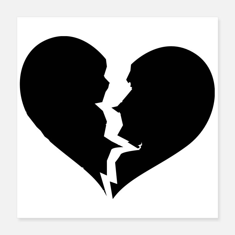 Gebrochenes Herz, broken heart Poster 40x40 cm