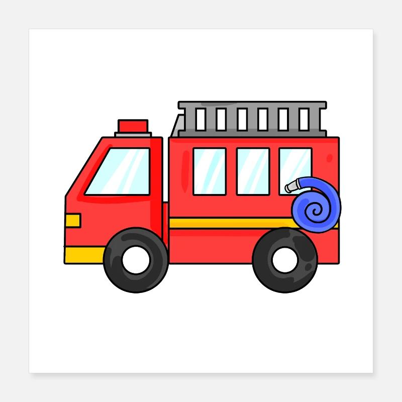 Fire Brigade Car Poster 16" x 16" (40x40 cm)