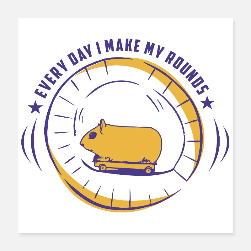 Hamster mit Skateboard Poster 40x40 cm