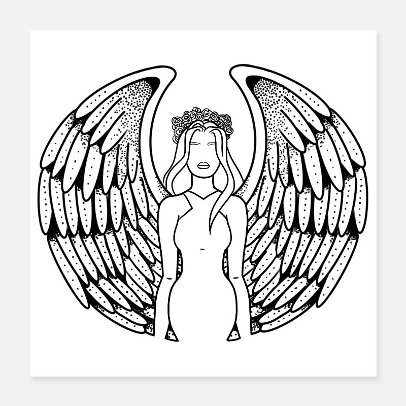 Weiblicher Engel | Erzengel | Todesengel | Flügel Poster 40x40 cm