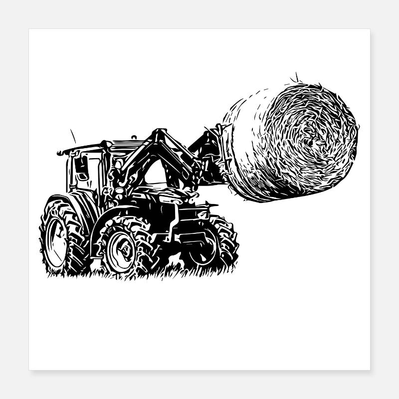 Tractor MFF 4700 M with straw bales Poster 16" x 16" (40x40 cm)
