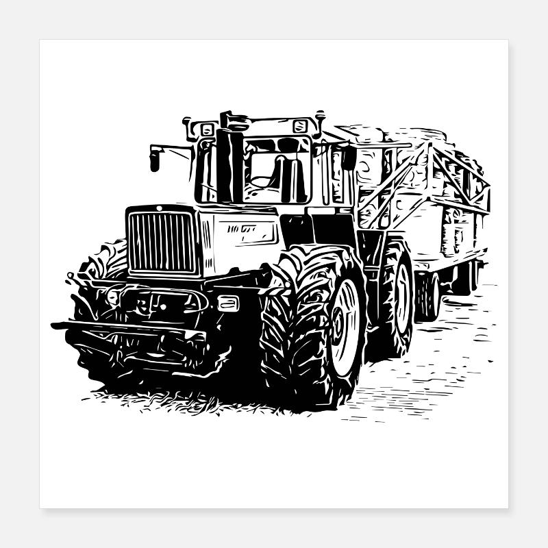 Old MB trac 1300 TRACTOR with straw trailer Poster 16" x 16" (40x40 cm)