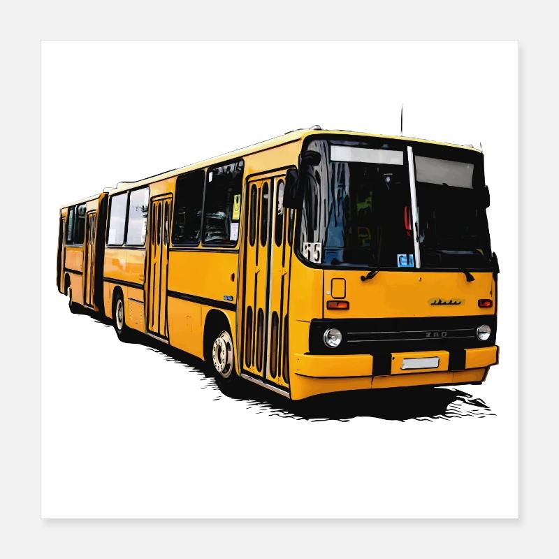 Bus Ikarus Z80 jaune Poster 40 x 40 cm