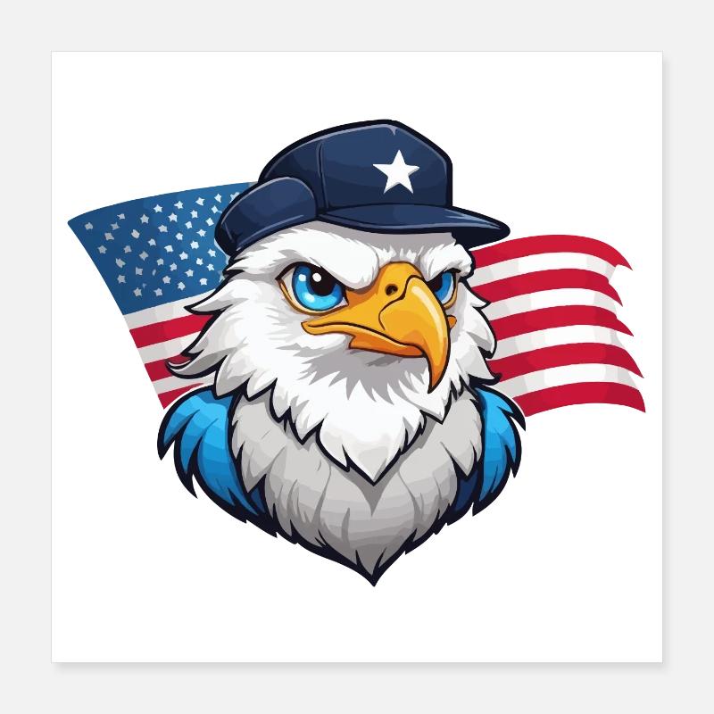 USA Eagle avec casquette d’aviateur Poster 40 x 40 cm