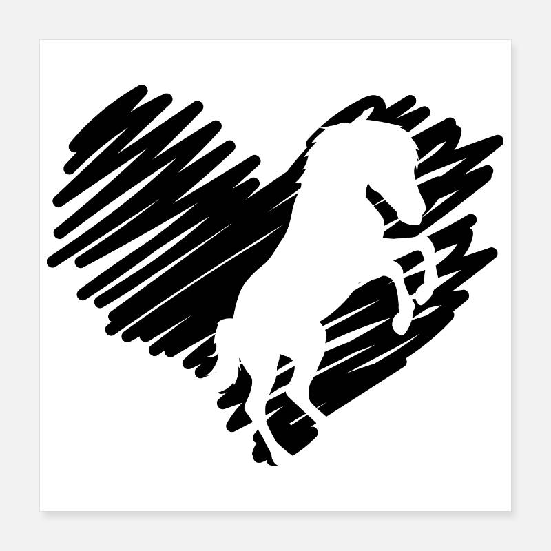 Ich Herz Pferde Poster 40x40 cm