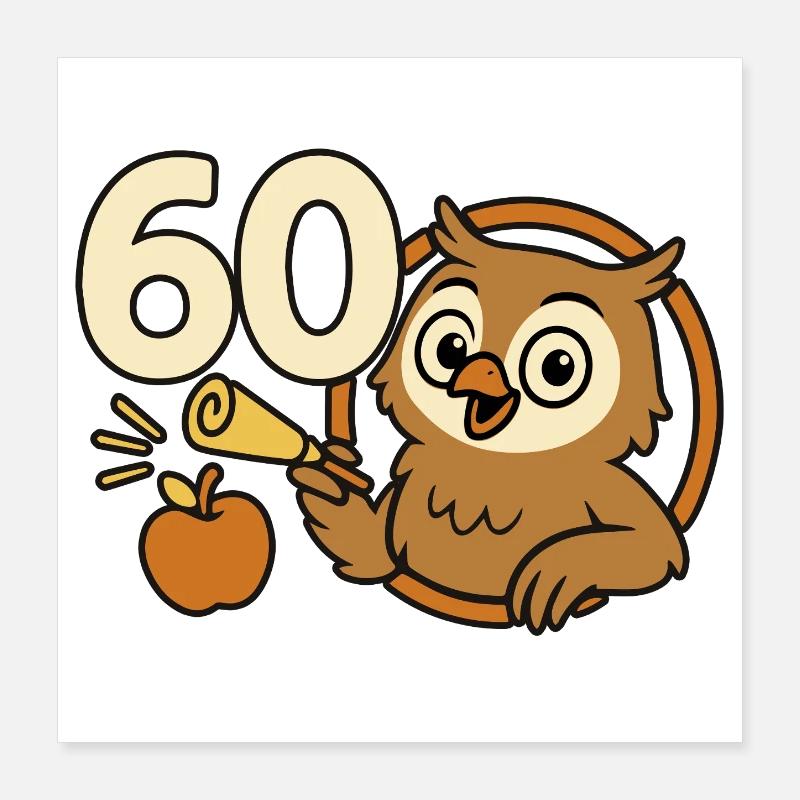 60 ans de sagesse – Owl Party Poster 40 x 40 cm