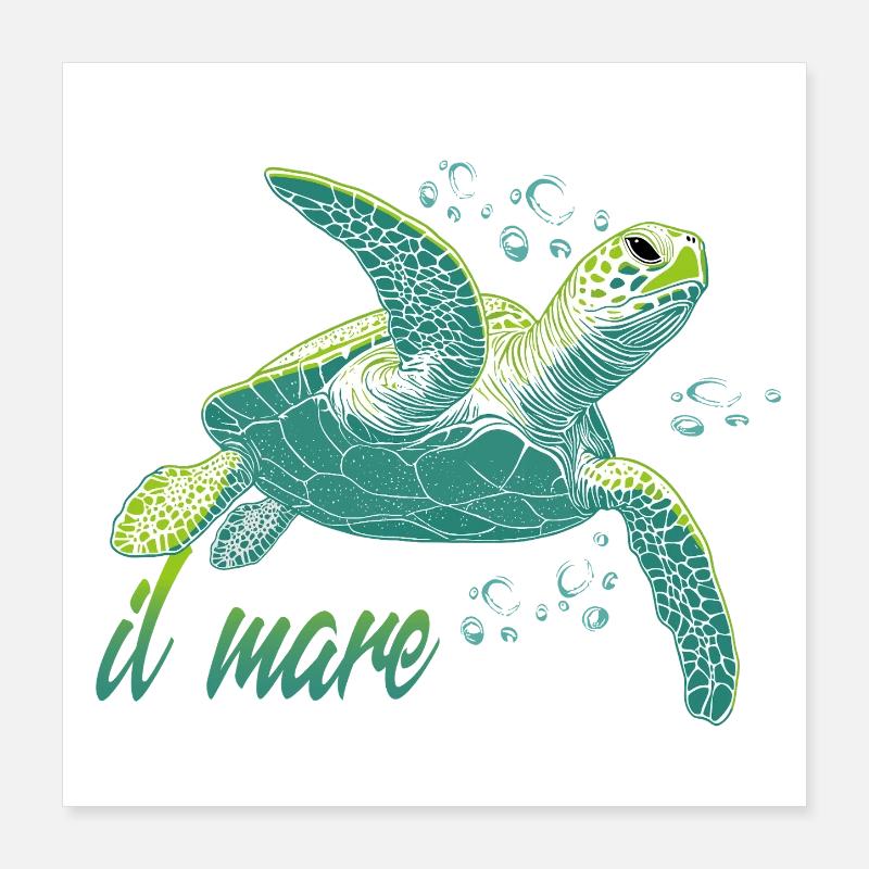 Il mare - Sea Turtle Ocean Poster 16" x 16" (40x40 cm)