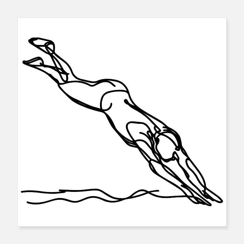 Graphiques de natation Poster 40 x 40 cm
