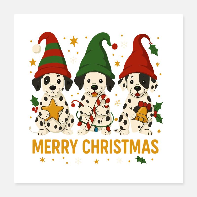 Mignon design de Noël dalmatien Poster 40 x 40 cm