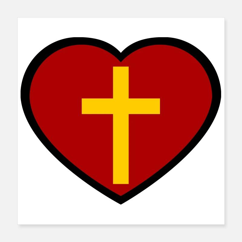 Cross and heart Poster 16" x 16" (40x40 cm)