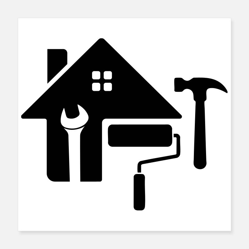 Craftsman Logo – Hammer, Key & Paint Roller Poster 16" x 16" (40x40 cm)