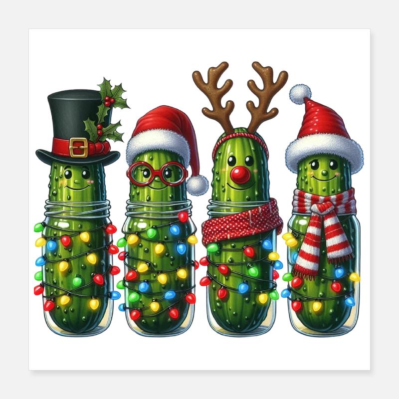 Gurken Weihnachtstruppe Lichter Poster 40x40 cm