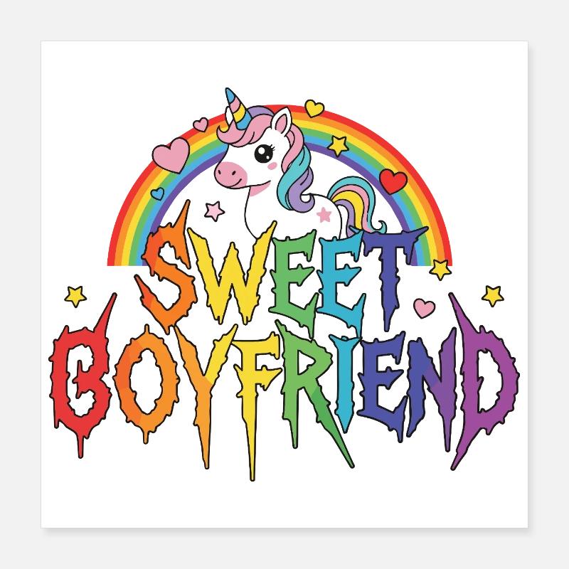 Couple de Valentines licorne Poster 40 x 40 cm