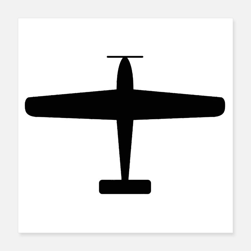 Schwarze Flugzeug-Silhouette Poster 40x40 cm
