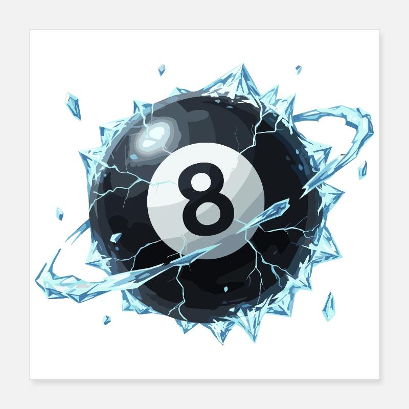 Eisiger 8-Ball Bruch Poster 40x40 cm