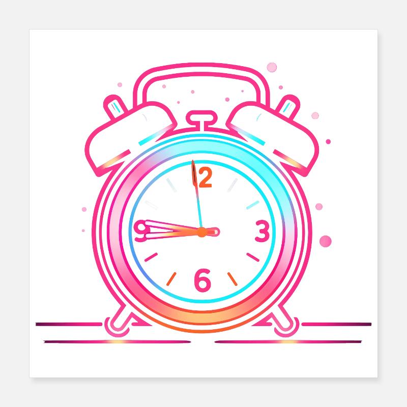 Retro Bell Clock Poster 16" x 16" (40x40 cm)