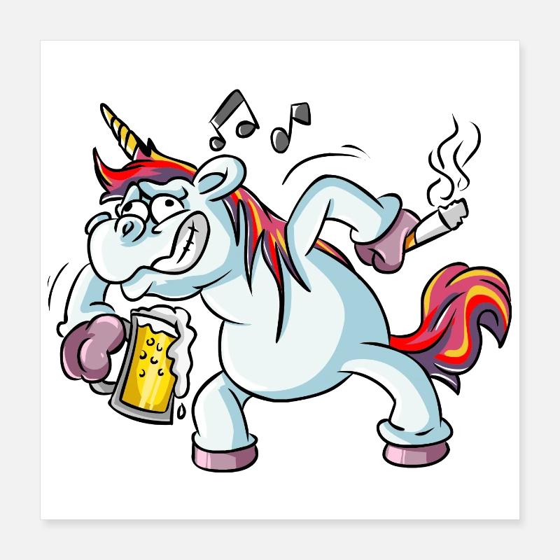 Licorne ivre Poster 40 x 40 cm