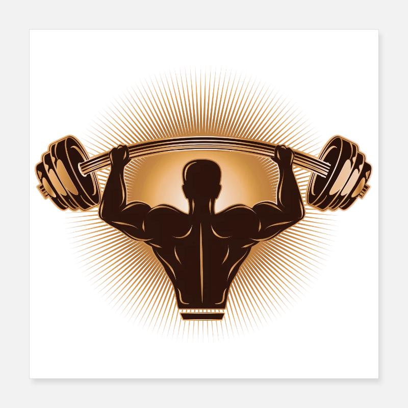 Hantel in der Hand - Bodybuilder mit Gewicht Poster 40x40 cm