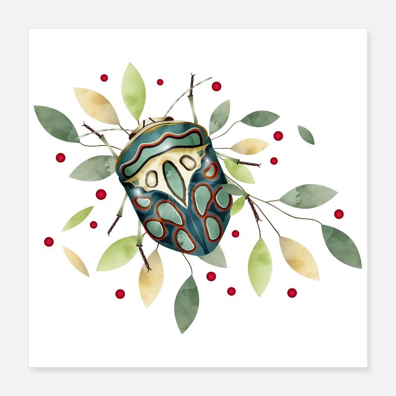 exotique africain effrayant crawly avec des feuilles Poster 40 x 40 cm