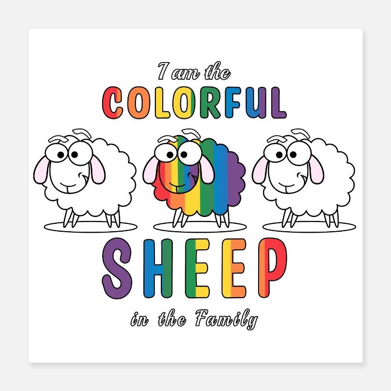 Das bunte Schaf Poster 40x40 cm
