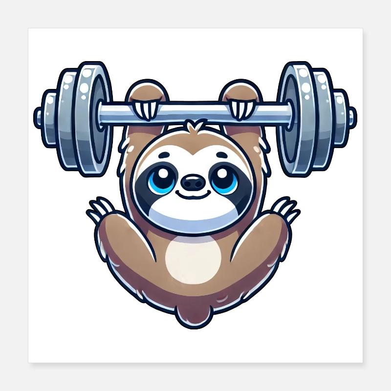 Lazy Dumbbell Pull-Up Workout Funny Poster 16" x 16" (40x40 cm)