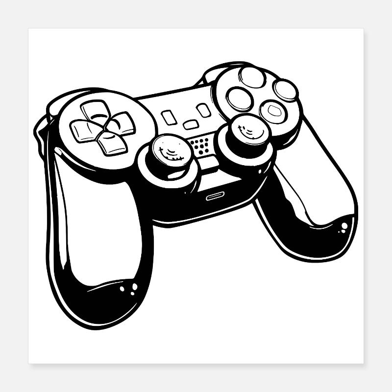 Gaming Controller Zeichnung Poster 40x40 cm