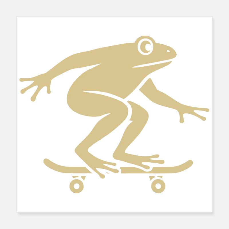 Minimalist Frog Toad Toad Skateboarder Poster 16" x 16" (40x40 cm)