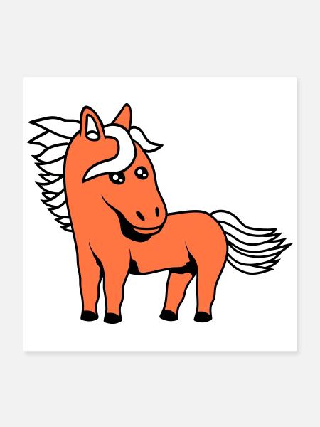 Horse Cute Pony Foal Horse Girl Cute Comic - Poster 16" x 16" (40x40 cm) - white - Front