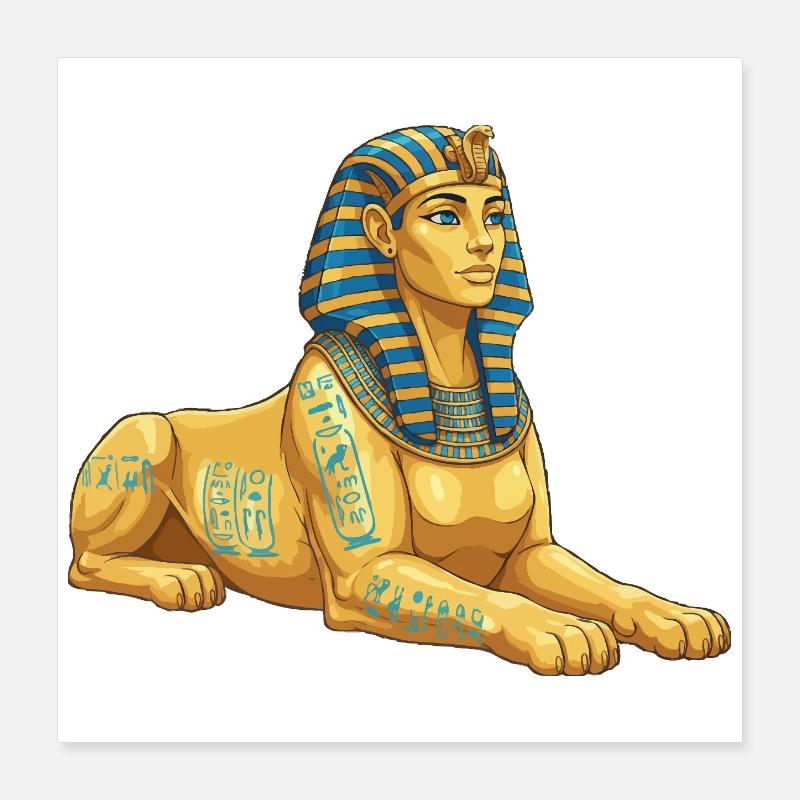 Sphinx doré avec hiéroglyphes Poster 40 x 40 cm