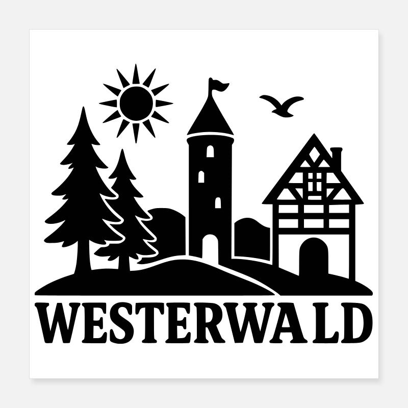 Westerwald Silhouette Poster 40 x 40 cm