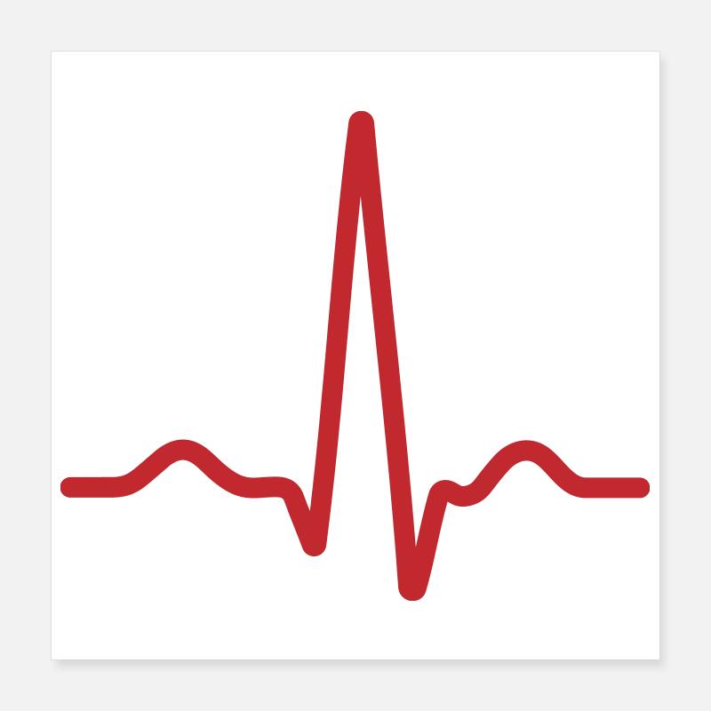 Bold Red Ecg Pulse Line Poster 16" x 16" (40x40 cm)