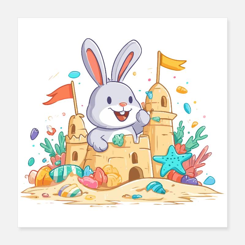 Un lapin d’été dans la basse à sable Poster 40 x 40 cm