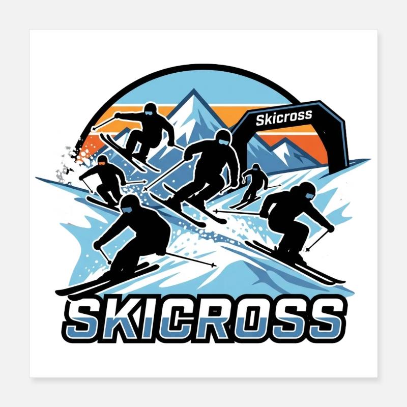 Action de course de skicross dans la neige Poster 40 x 40 cm