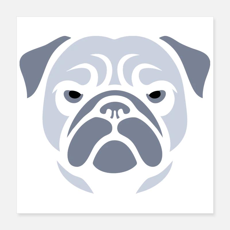Mops , Hundekopf Poster 40x40 cm