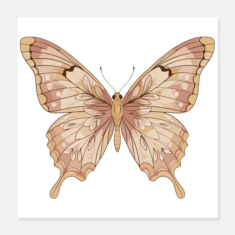 Art de papillon rose pâle Poster 40 x 40 cm