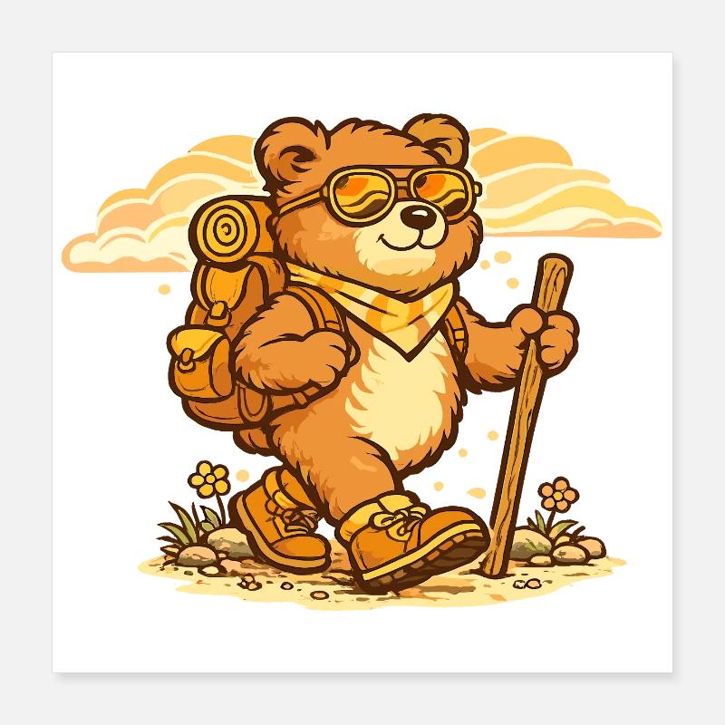 Wanderbär on a discovery tour Poster 16" x 16" (40x40 cm)