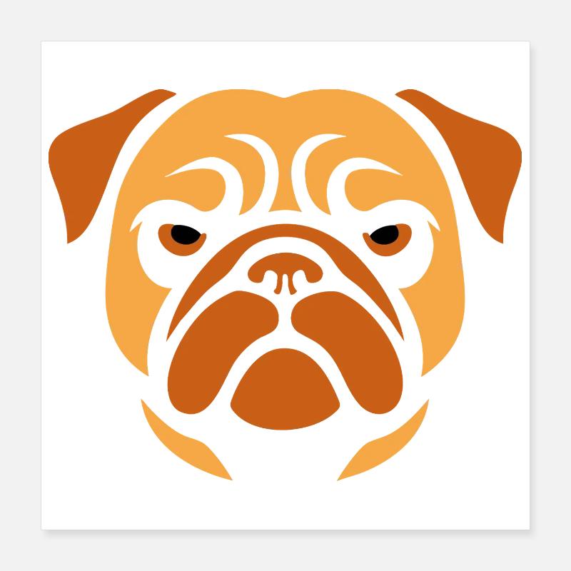 Mops , Hundekopf Poster 40x40 cm