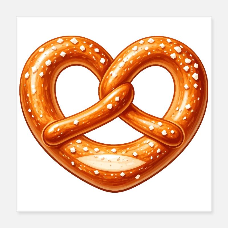 Brezel Herz Backen Bäcker Design Poster 40x40 cm