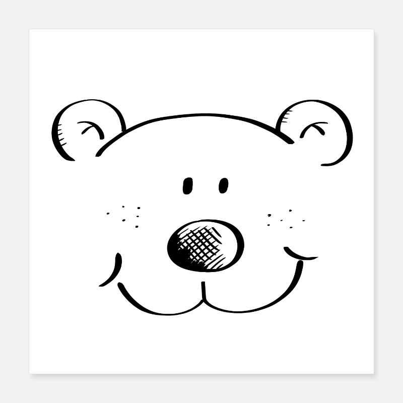 Bärchen Kopf - Bär - Bären - Teddybär - Grizzly Poster 40x40 cm