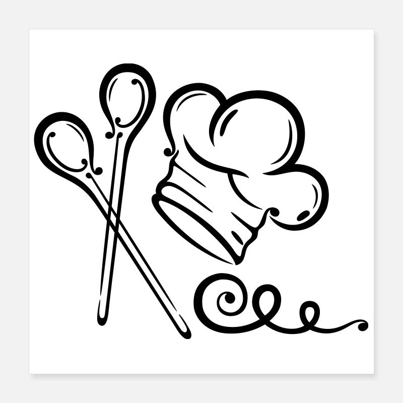 Chapeau de chef, cuillère Poster 40 x 40 cm