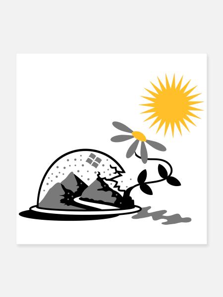 Snow globe with sunflower and sun - Poster 16" x 16" (40x40 cm) - white - Front