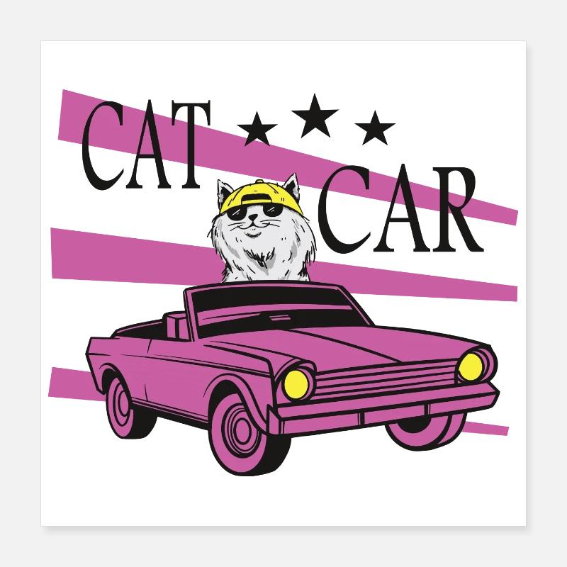 Voiture de chat Poster 40 x 40 cm