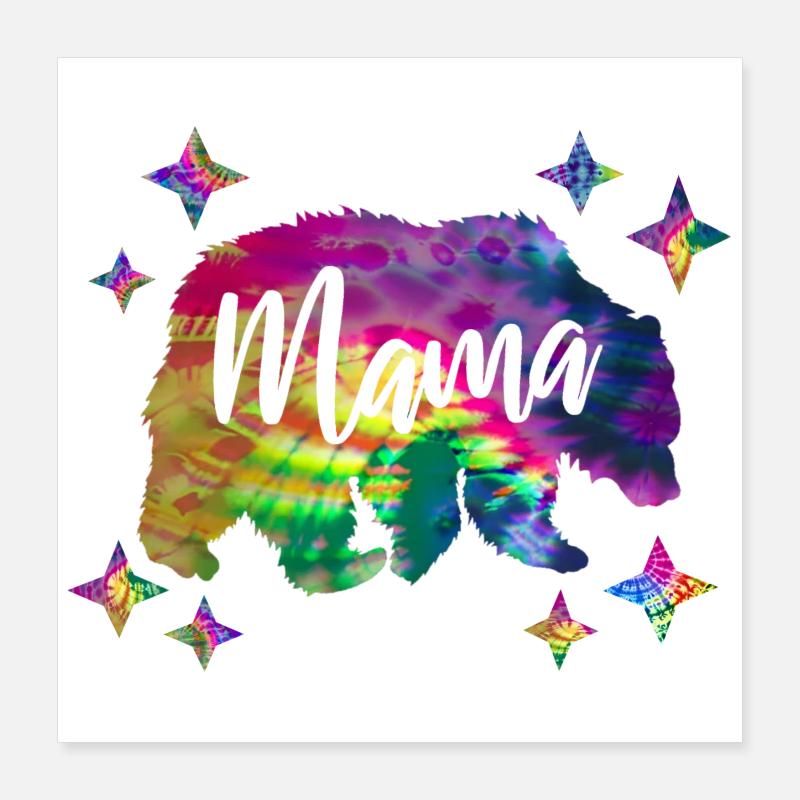 Mamabär Bärin Bunt Tie Dye Batik Poster 40x40 cm