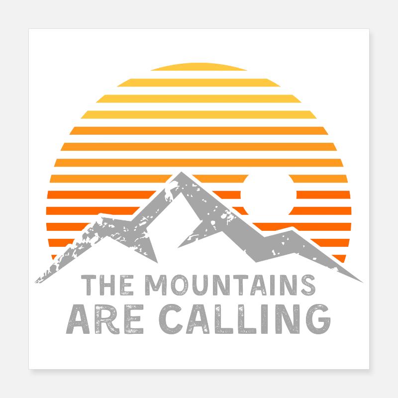 Mountains Are Calling Sunset Stripes Poster 16" x 16" (40x40 cm)