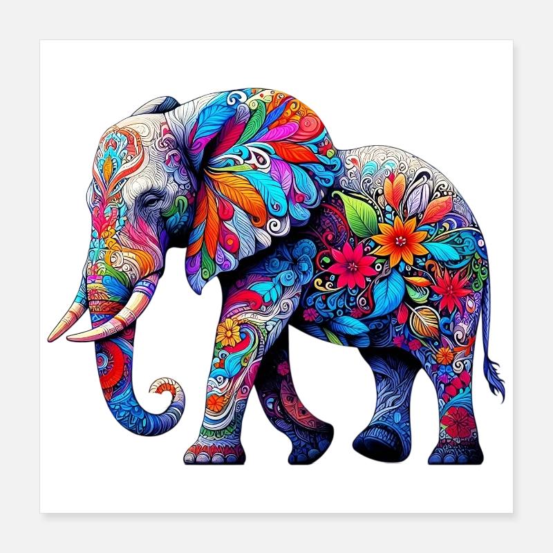 Éléphant Poster 40 x 40 cm