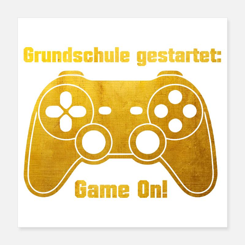 Enrollment - Game on - Game Console - gold-colored Poster 16" x 16" (40x40 cm)