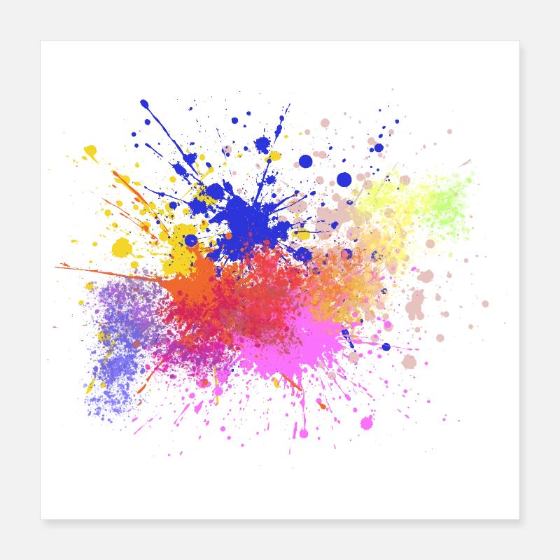 Farbige Farbspritzer Kunst Design Poster 40x40 cm
