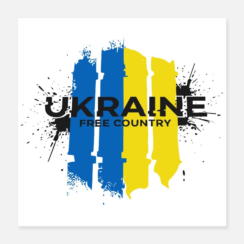 L’Ukraine Pays Libre Drapeau Art Poster 40 x 40 cm