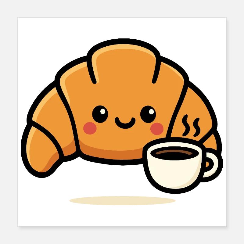 Croissant Café Mignon Poster 40x40 cm