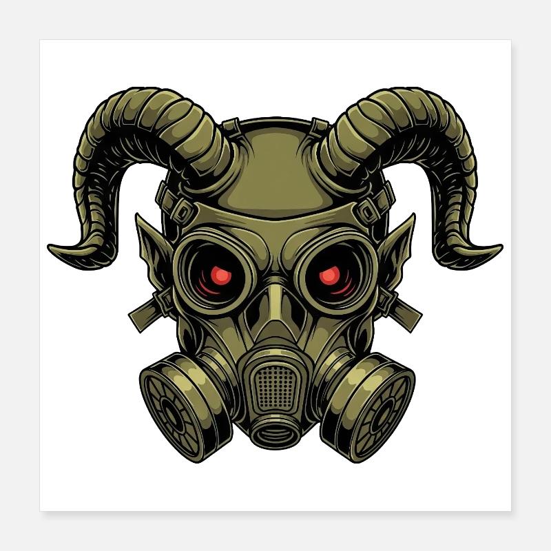 Devilish Demon Mask Halloween Creepy Gothic Poster 16" x 16" (40x40 cm)